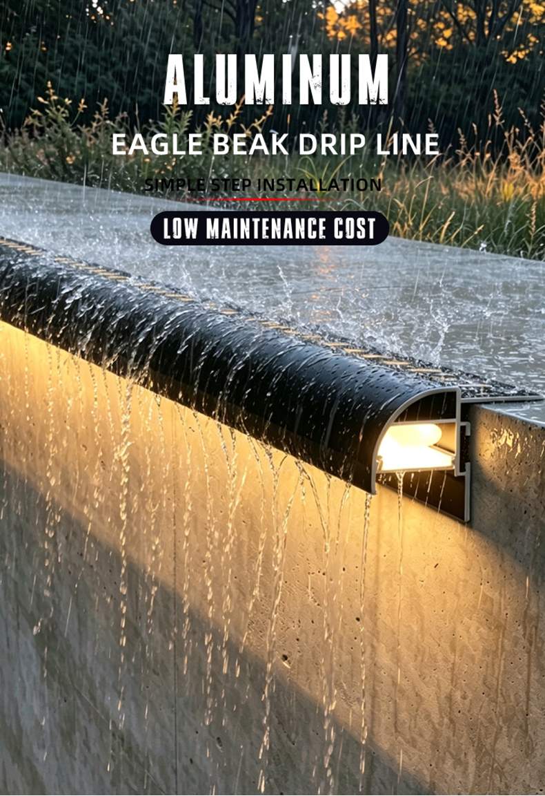 Aluminium Alloy Eagle Beak Drip Edge Metal Roof Eave Rain Water Flashing Trim Wall Fascia Outdoor Corner Protection