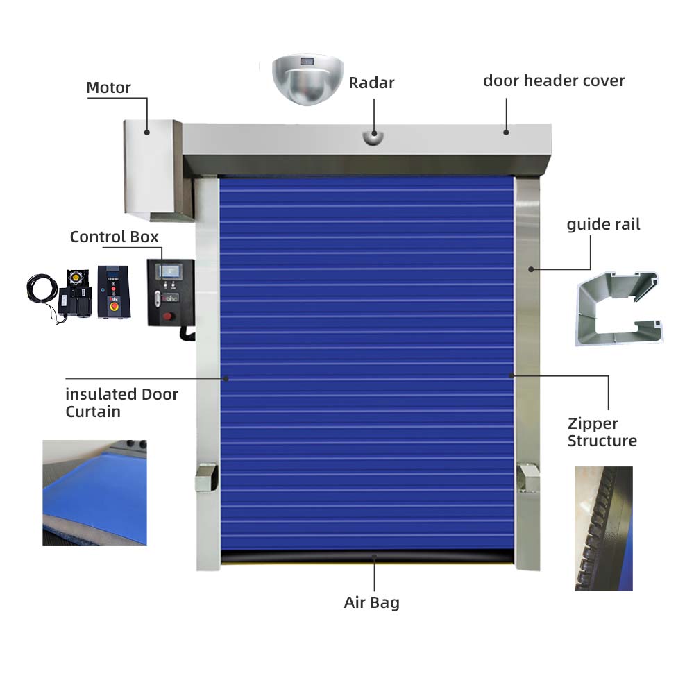 Cold Storage Project Self Repair Impact Resistant Cold Room Door Thermal Seal Insulated PVC Fiberglass High Speed Doors