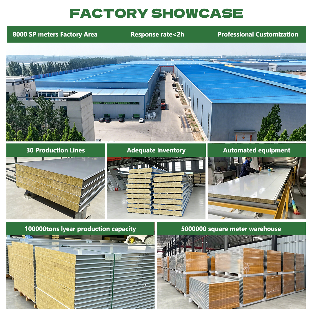 Hot Sale Modern Rock Wool Steel Faced Sandwich Panels Thermal Insulation Interior Wall And Roof For Warehouses
