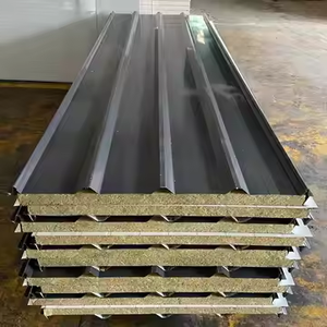 Modern Fireproof Heat Preservation Sound Insulation Steel Rock Wool Sandwich Panel Wall and Roof Sheet