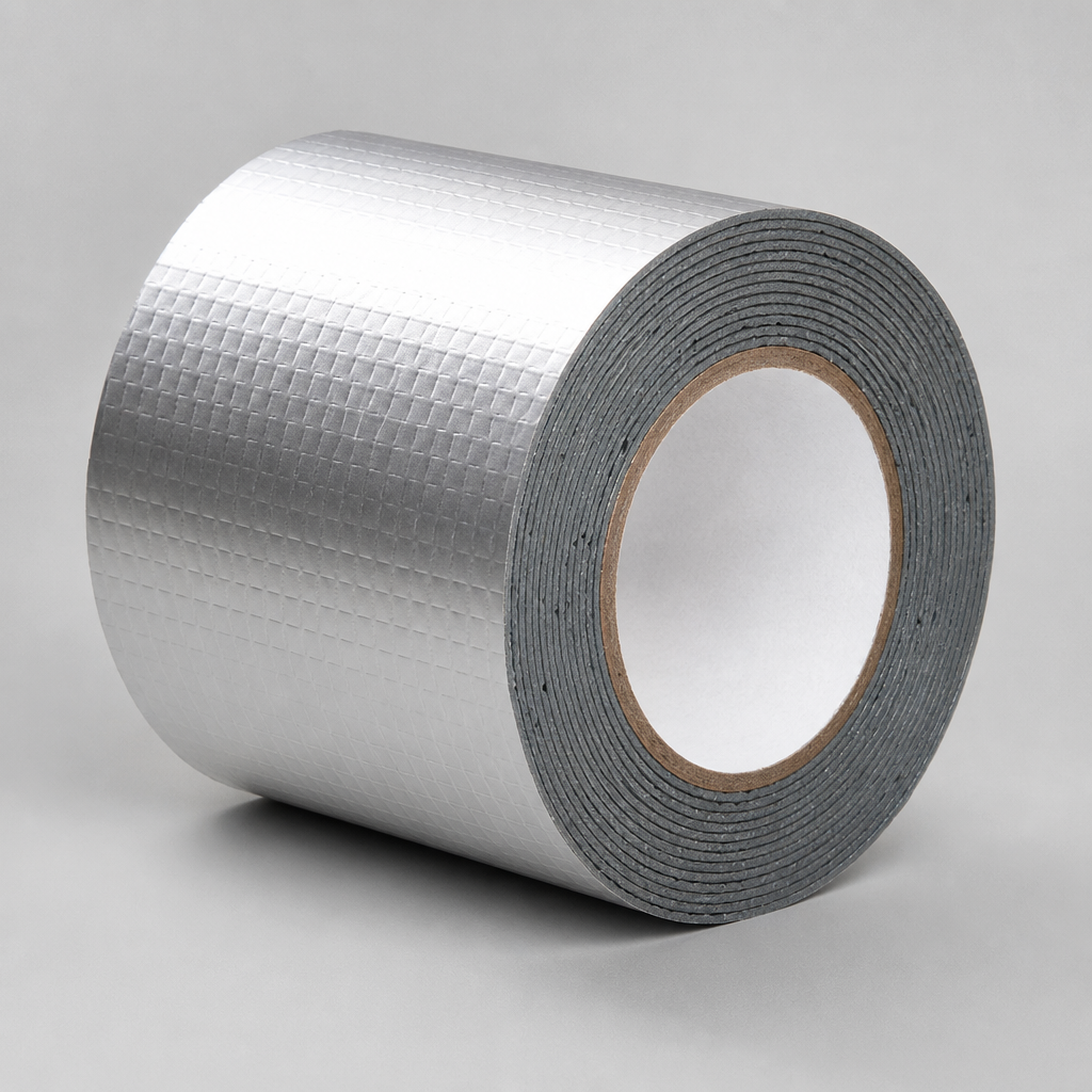 Aluminum Foil Butyl Waterproof Tape 100mm X 1.5mm Self Adhesive For Roof Ridge And Valley Flashing Repair Works