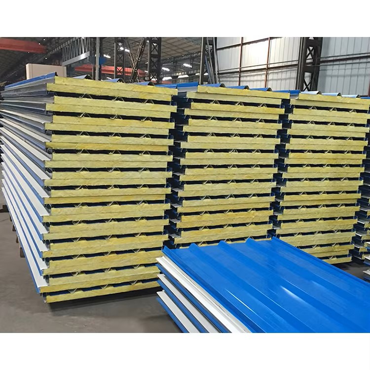 Modern Fireproof Heat Preservation Sound Insulation Steel Rock Wool Sandwich Panel Wall and Roof Sheet