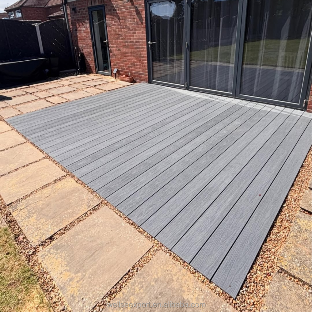 WPC Extrusion Tough Composite Decking Structural Synthetic Lumber Custom Professionally Constructed Modern Click Outdoor Decking