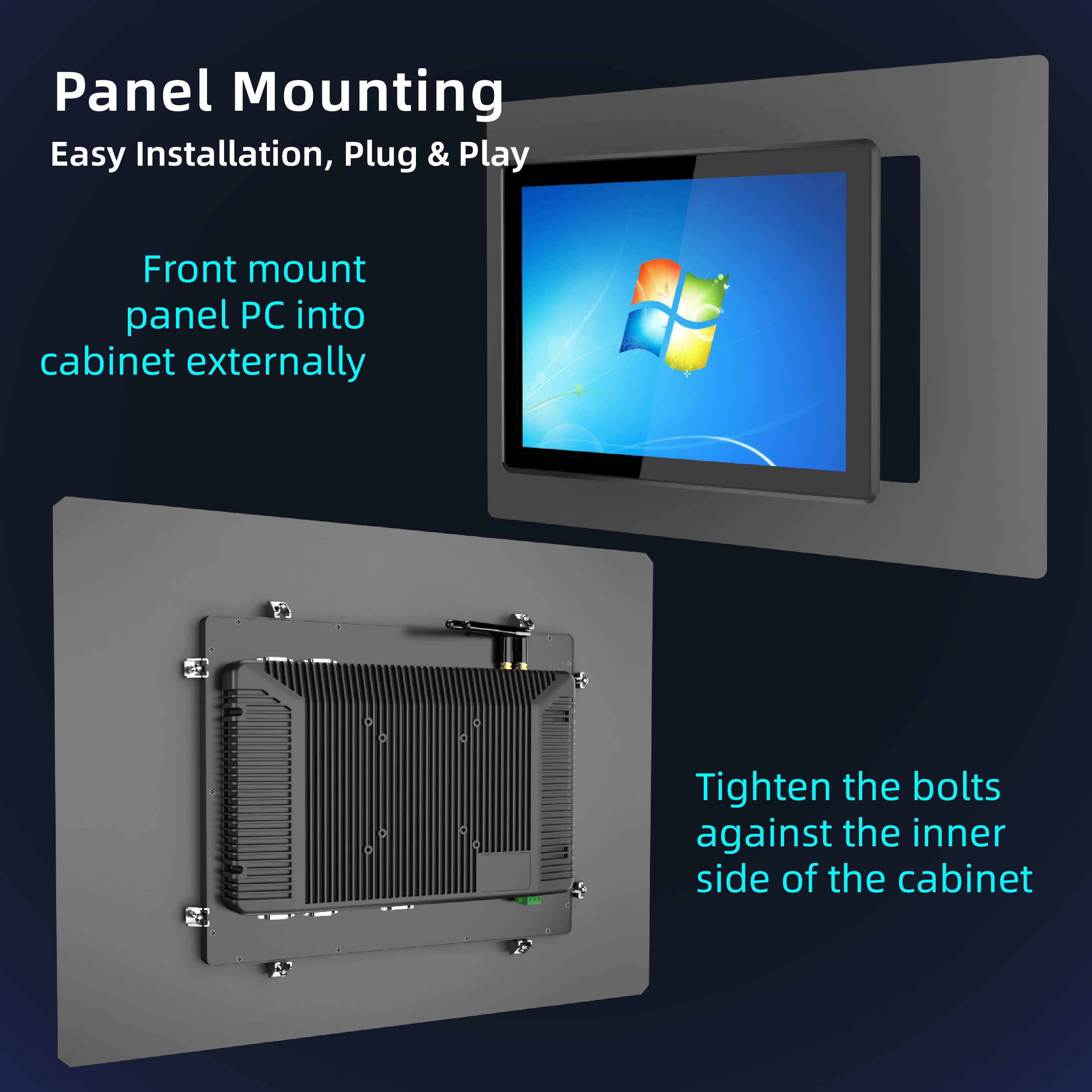 Industrial Panel PC 12 Inch 13.3 Inch 15 Inch 15.6 Inch 21.5 Inch Embedded Fully Sealed Fanless Cold Chain Management Panel
