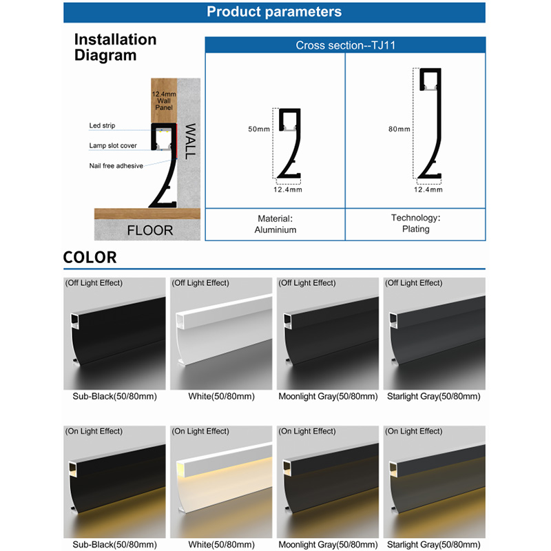 LED Skirting Board Factory's Modern Aluminum Skirting with Lights Wall Trims with Lamp Decor Strip Floor Corner Trims for Hotel