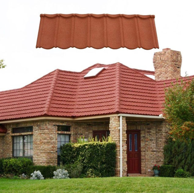 Stone Coated Metal Roof Tile 50 Years Lifetime 0.18-0.5mm Alu Zinc Steel Sheet Customized Color Stone Coated Roofing Tile