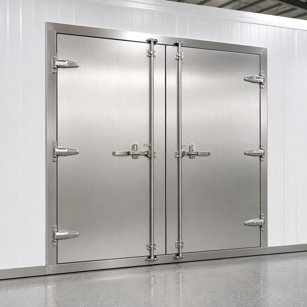 Commercial Double Cold Storage Room Hinged Door Swing Container Doors Warehouse CRYOMAX 304 Stainless Steel