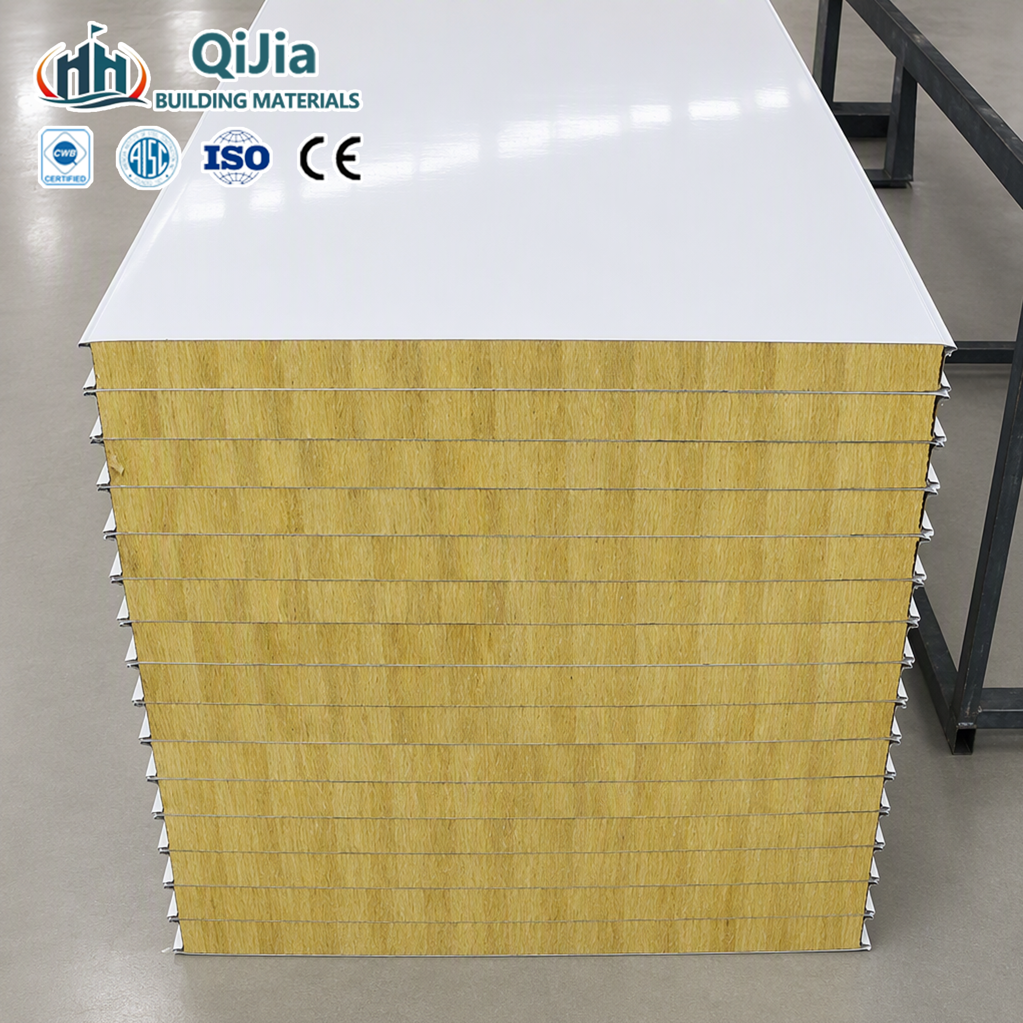 Hot Sale Modern Rock Wool Steel Faced Sandwich Panels Thermal Insulation Interior Wall And Roof For Warehouses
