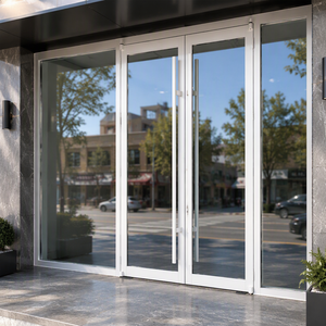 Windproof Aluminum Alloy Glass Door Double Front Aluminum Spring Door French Glass Aluminum Alloy Windproof Modern Hinged Door