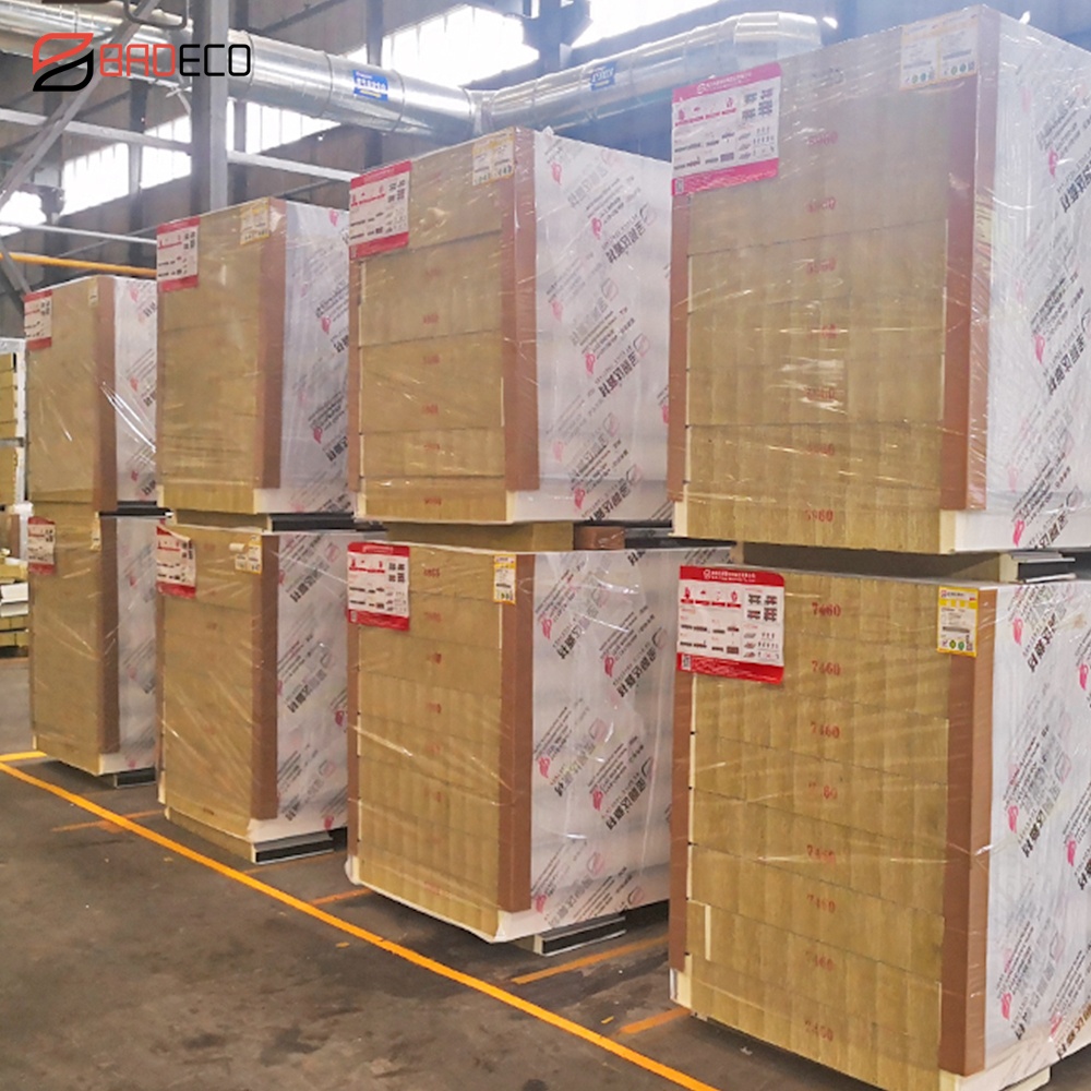 Customized Width 500 To 1120 Rockwool Panel A1 Fire Resistance Insulated Rockwool Board Wall Panels