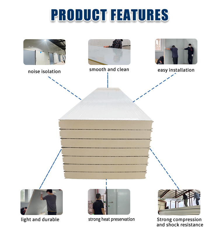 Factory Directly Supply Eco-Friendly Water Resistant Insulated PU Sandwich Panels Cold Room Wall Warehouse/Freezer/Chiller