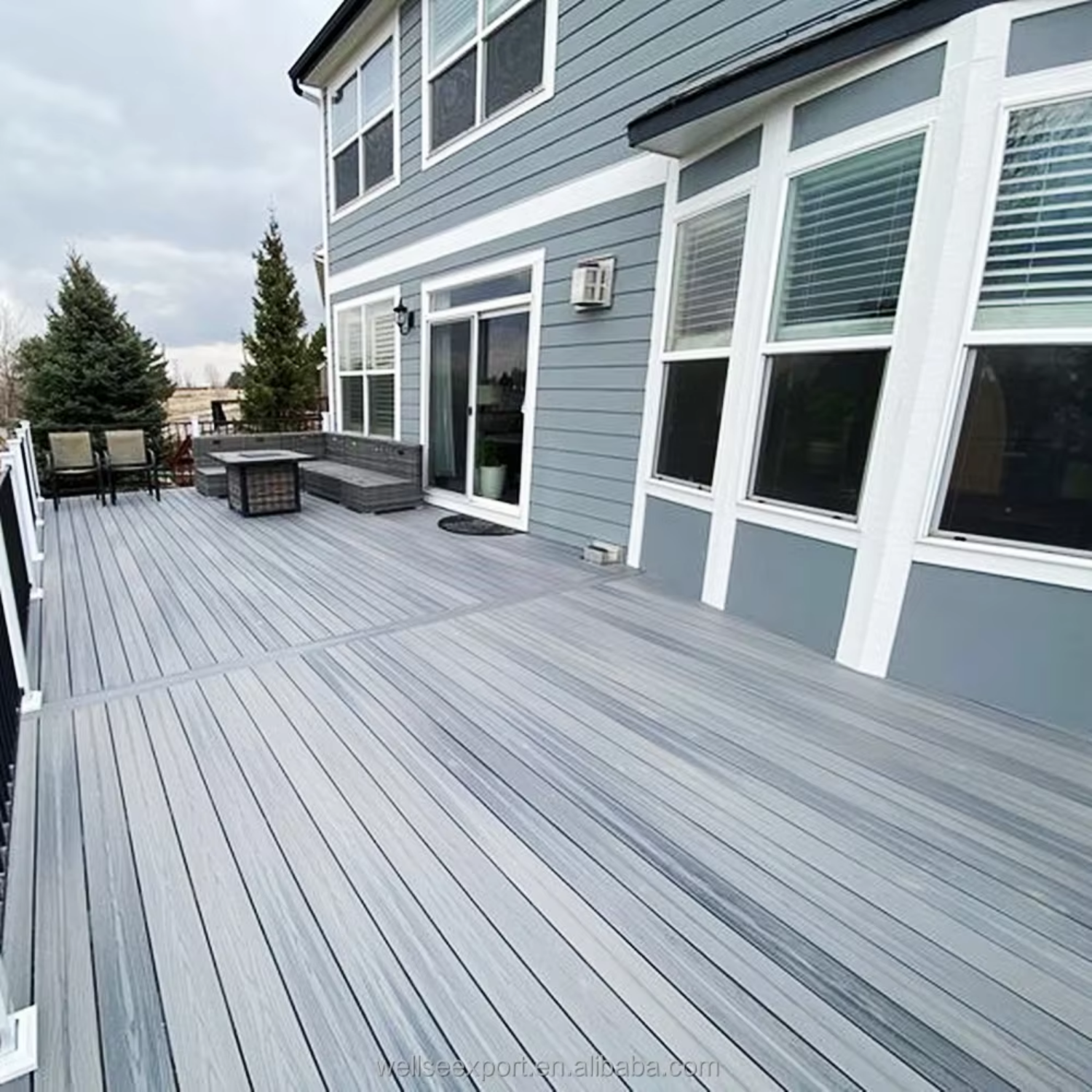 WPC Extrusion Tough Composite Decking Structural Synthetic Lumber Custom Professionally Constructed Modern Click Outdoor Decking