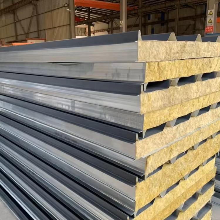 Modern Fireproof Heat Preservation Sound Insulation Steel Rock Wool Sandwich Panel Wall and Roof Sheet