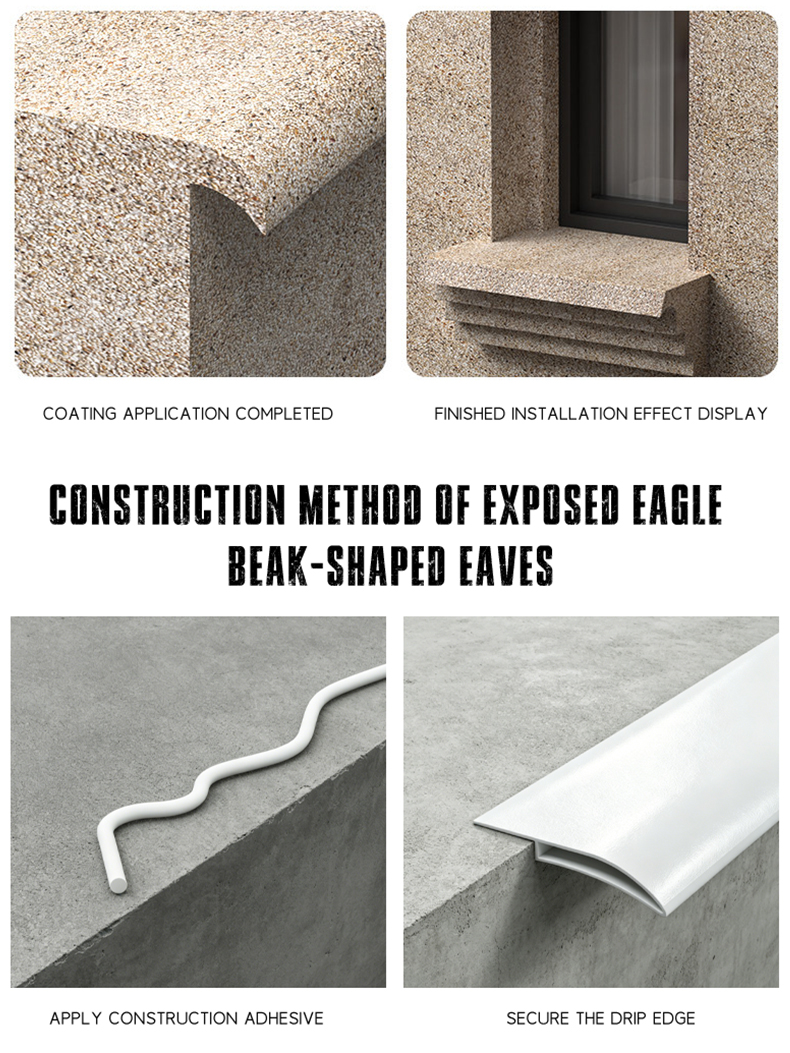 Aluminium Alloy Eagle Beak Drip Edge Metal Roof Eave Rain Water Flashing Trim Wall Fascia Outdoor Corner Protection