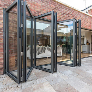 Modern Aluminum Alloy Bi-Fold Patio Doors Thermal Break Double Glazed Low-E Glass Energy Efficient Screen Customized