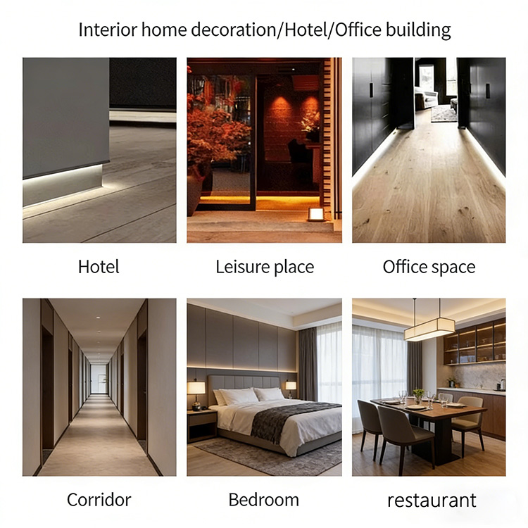LED Skirting Board Factory's Modern Aluminum Skirting with Lights Wall Trims with Lamp Decor Strip Floor Corner Trims for Hotel