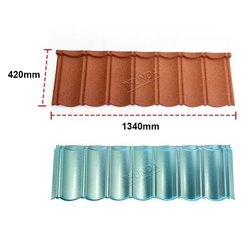 Stone Coated Metal Roof Tile 50 Years Lifetime 0.18-0.5mm Alu Zinc Steel Sheet Customized Color Stone Coated Roofing Tile