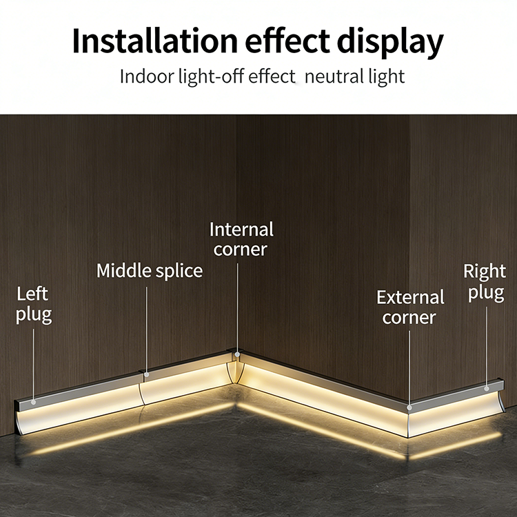 LED Skirting Board Factory's Modern Aluminum Skirting with Lights Wall Trims with Lamp Decor Strip Floor Corner Trims for Hotel