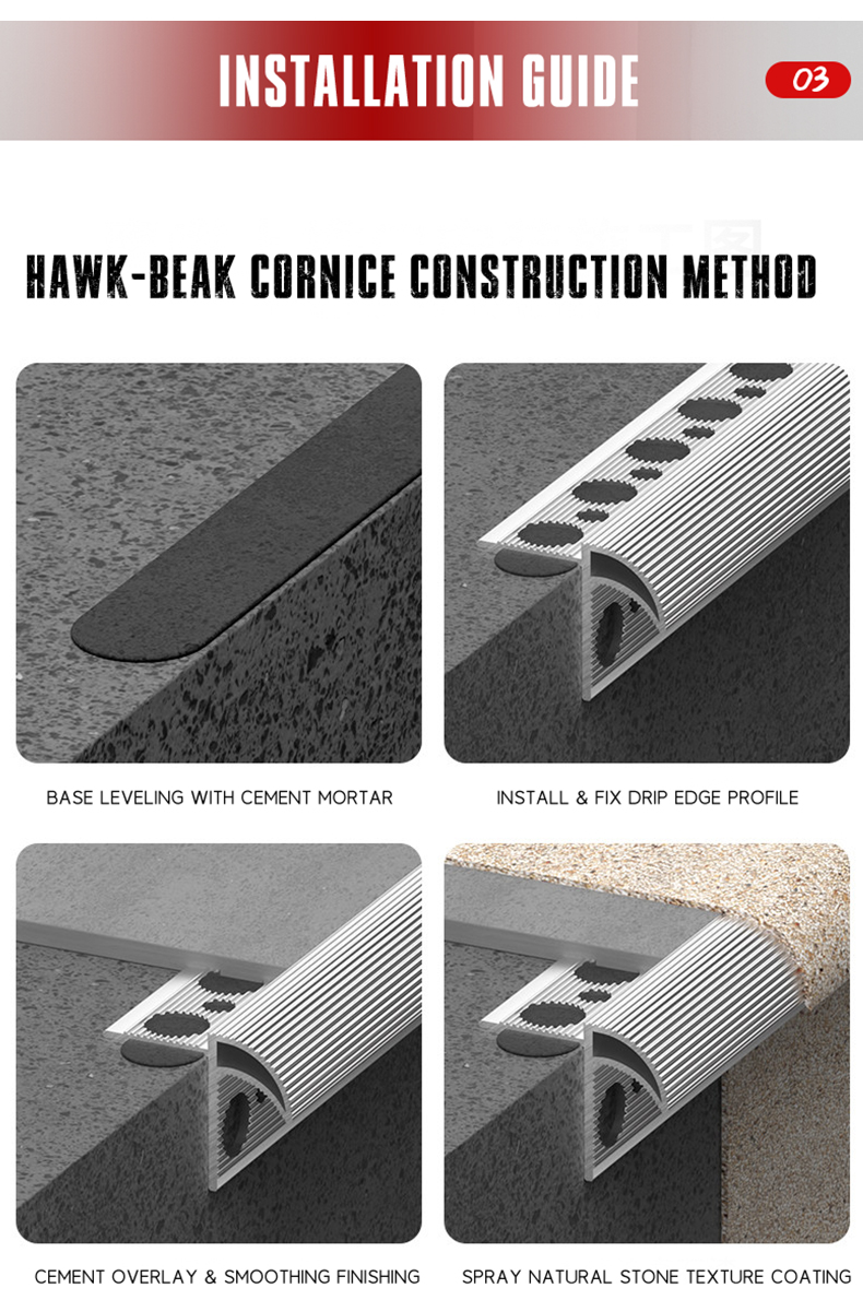 Aluminium Alloy Eagle Beak Drip Edge Metal Roof Eave Rain Water Flashing Trim Wall Fascia Outdoor Corner Protection