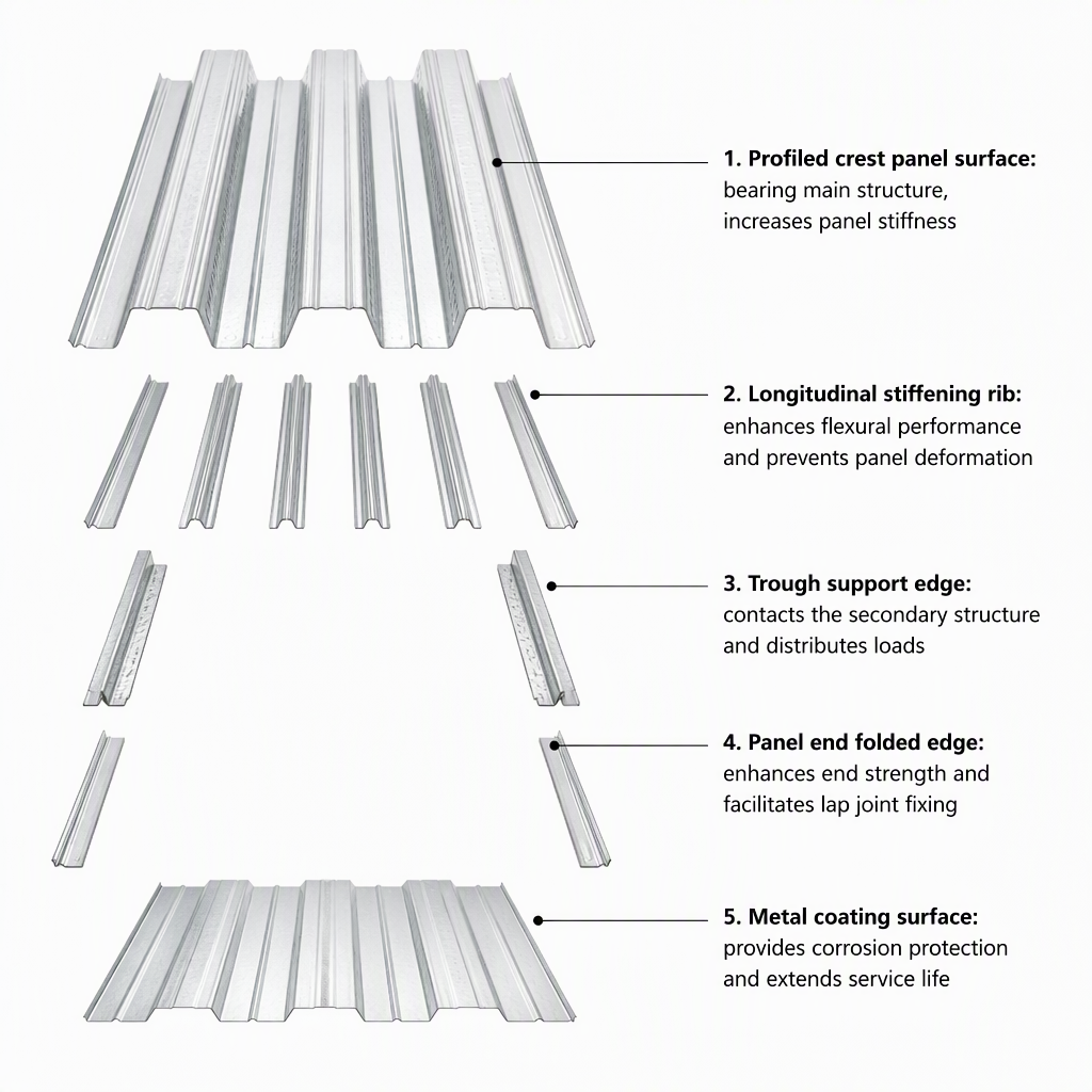 Galvanized Alloy Corrugated Industrial Design Steel Floor Decking Panel Building Material for Roof and Structural Framing