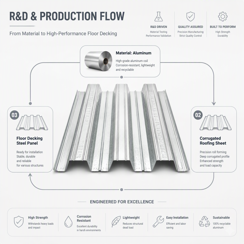 Galvanized Alloy Corrugated Industrial Design Steel Floor Decking Panel Building Material for Roof and Structural Framing