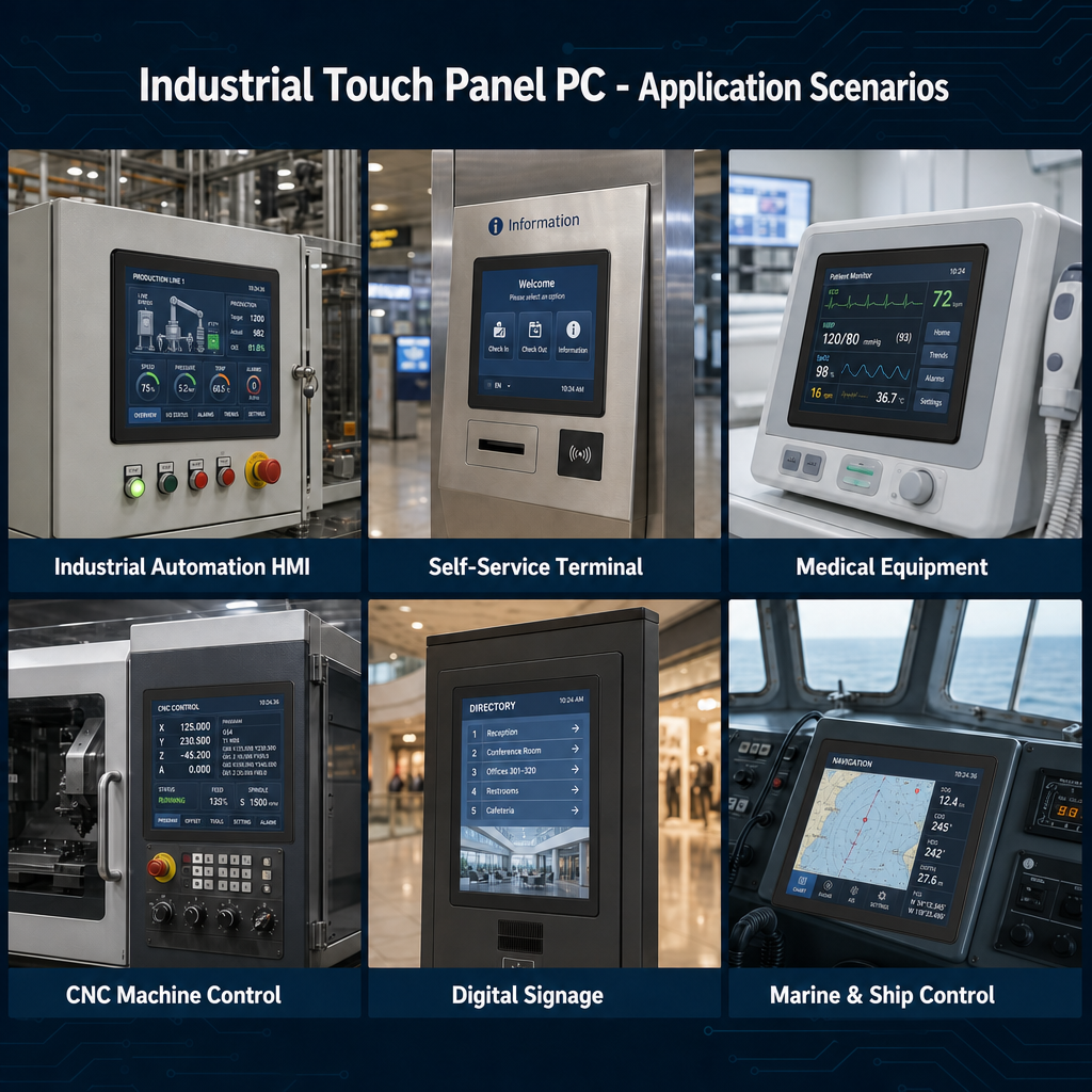 Industrial Panel PC 12 Inch 13.3 Inch 15 Inch 15.6 Inch 21.5 Inch Embedded Fully Sealed Fanless Cold Chain Management Panel