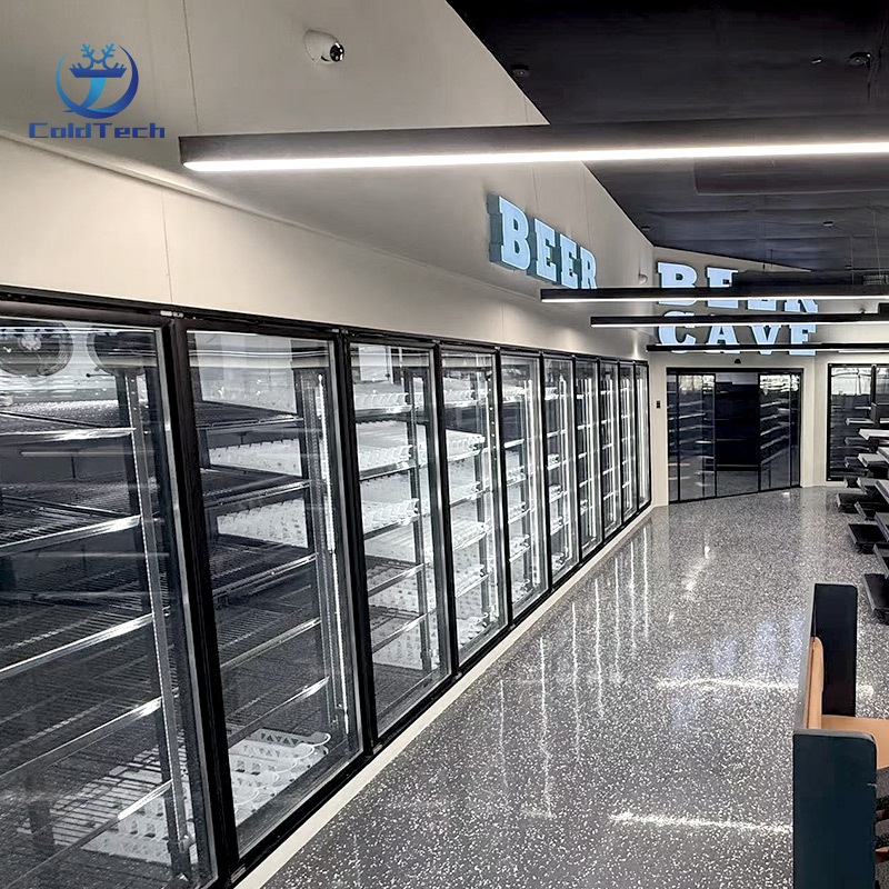 Walk in Freezer Commercial Grade Glass Door Cooler with LED Lighting