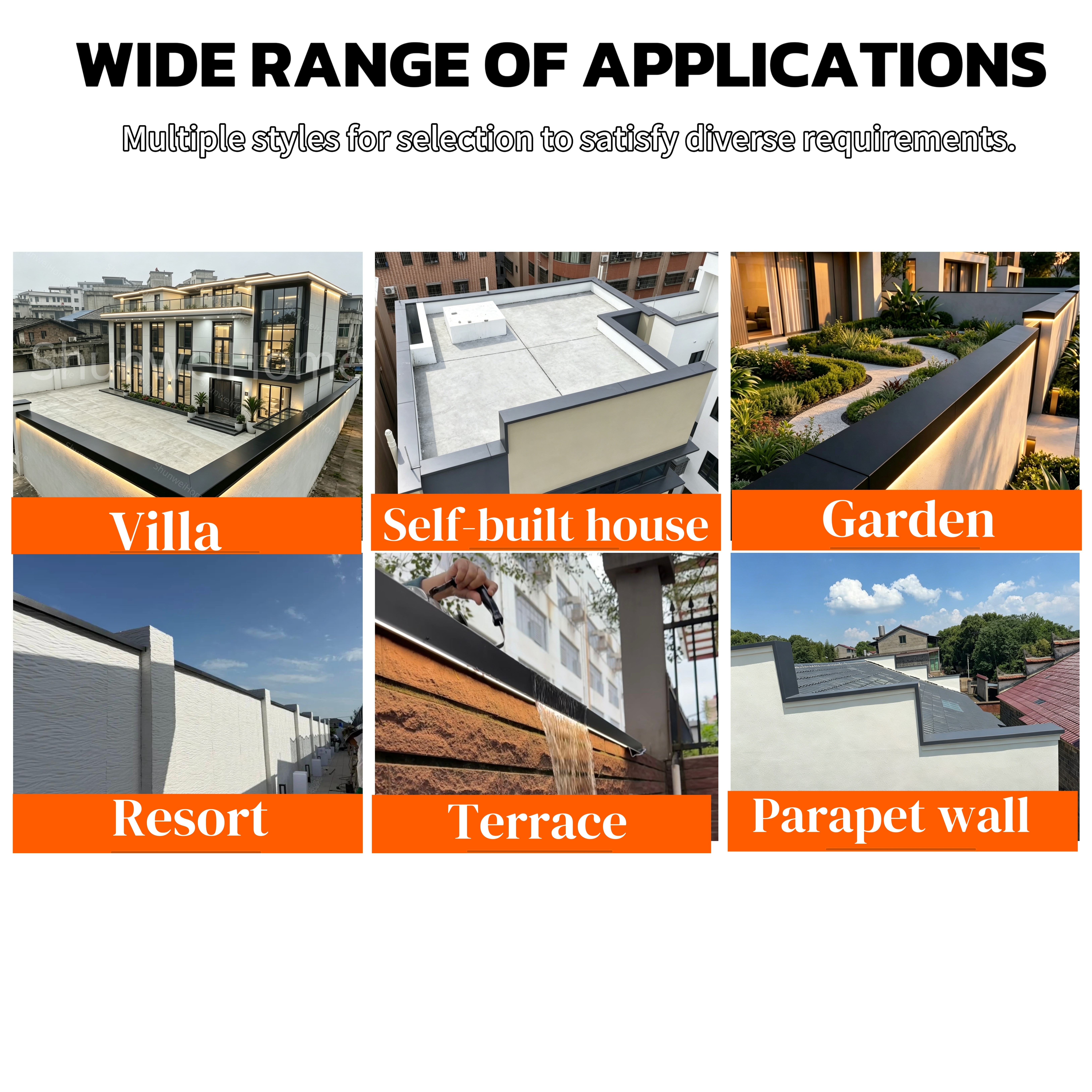 Aluminum Wall Capping Profile with Z-Flashing and Window Frame Trim, Easy Installation