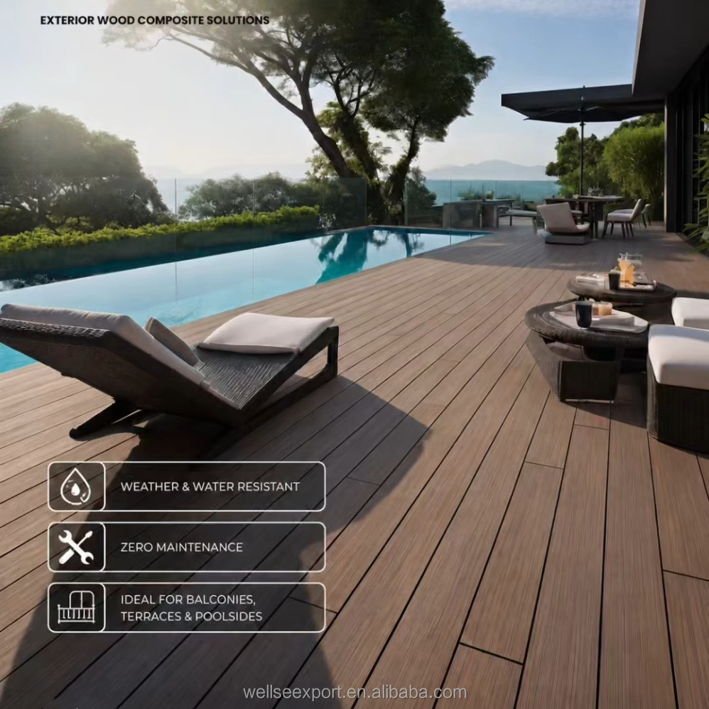 WPC Extrusion Tough Composite Decking Structural Synthetic Lumber Custom Professionally Constructed Modern Click Outdoor Decking